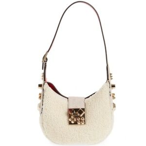 New Authentic Christian Louboutin Carasky Mini Genuine Shearling Shoulder Bag